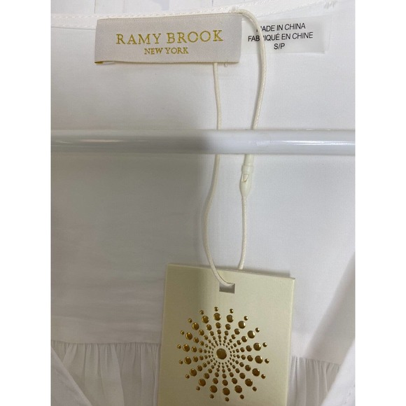 NWT Ramy Brook Womens Finn Blouse Size Small Ladder Lace Trim Long Sleeve V Neck - Picture 11 of 14